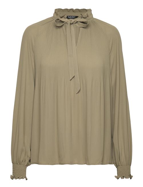 Lauren Ralph Lauren Pleated Georgette Tie-Neck Blouse Lauren Ralph Lauren Green