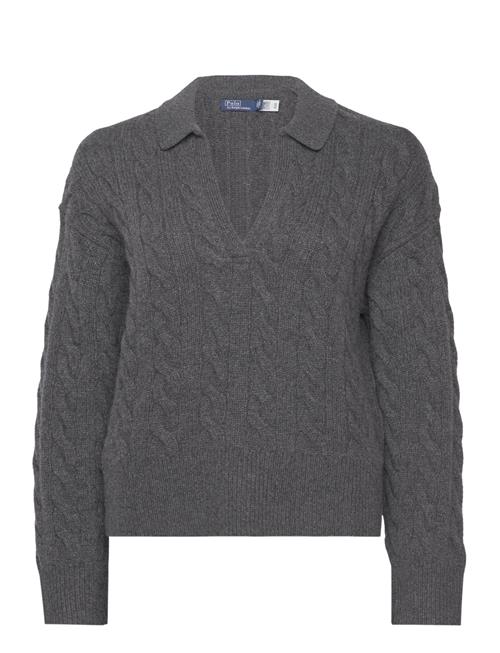 Polo Ralph Lauren Cable-Knit Wool-Cashmere Polo Jumper Polo Ralph Lauren Grey