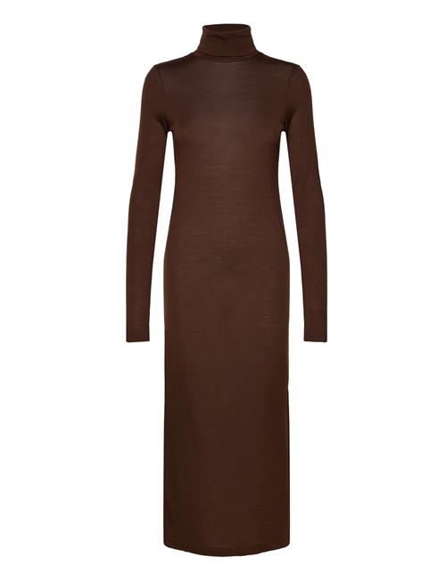 Polo Ralph Lauren Wool-Blend Jersey Roll Neck Midi Dress Polo Ralph Lauren Brown