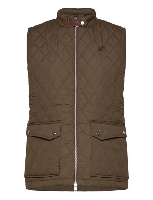 Se Lauren Ralph Lauren Diamond-Quilted Mockneck Vest Lauren Ralph Lauren Khaki ved Booztlet