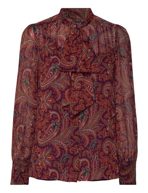 Lauren Ralph Lauren Paisley Georgette Tie-Neck Blouse Lauren Ralph Lauren Orange