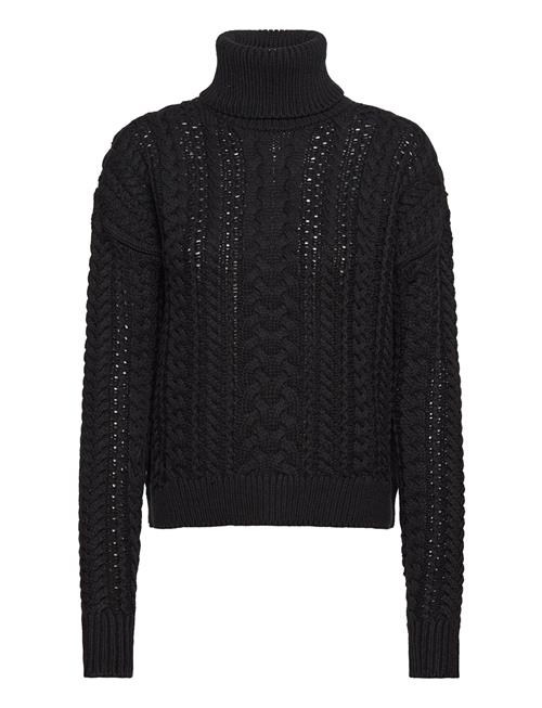 Se Lauren Ralph Lauren Cable-Knit Cotton-Blend Turtleneck Lauren Ralph Lauren Black ved Booztlet