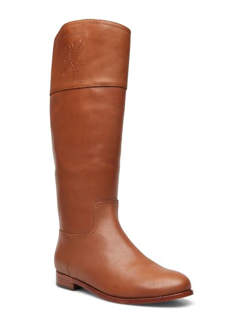 Se Lauren Ralph Lauren Justine Burnished Leather Riding Boot Lauren Ralph Lauren Brown ved Booztlet