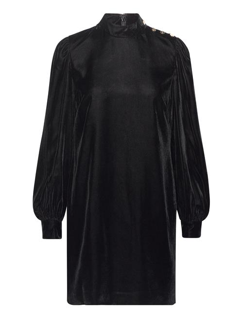 Button-Trim Velvet Mockneck Dress Lauren Ralph Lauren Black