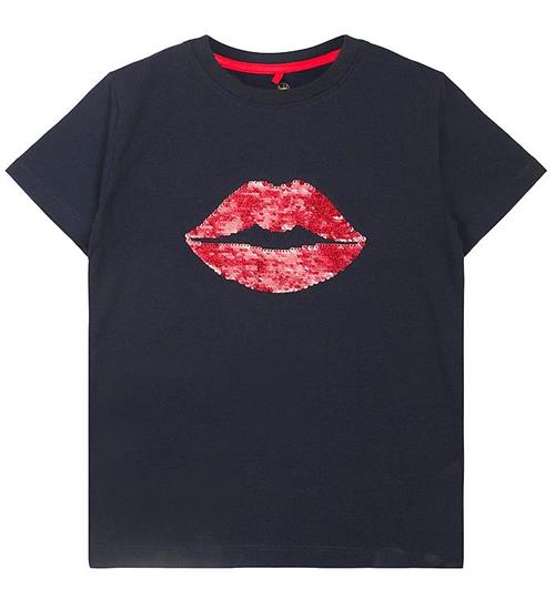 Se The New The New T-Shirt - TnLips - Navy Blazer m. Pailletter ved KidsWorld