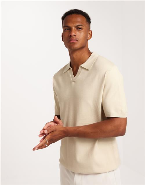 Selected Homme Slhteller Ss Knit Polo Kortærmede poloer Fog