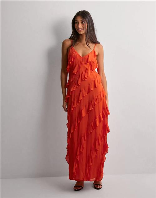 Malina - Rød - Cecily ruffle-trimmed maxi dress