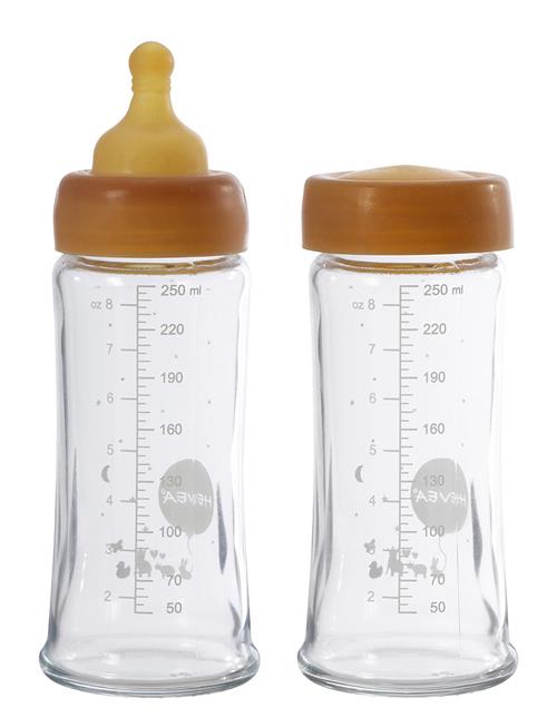 HEVEA Plastic Free Baby Glass Bottle 250 Ml - 2 Pack HEVEA Orange