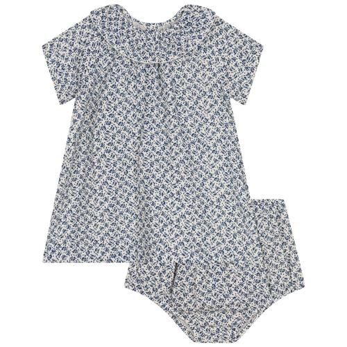 Se Petit Bateau Blomstret Baby-kjole Blå | Blå | 12 months ved Babyshop