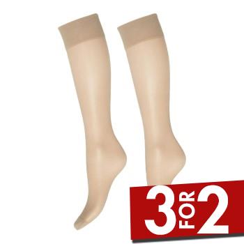 Decoy Deocy Silk Look 20d Kneehighs Strømpebukser 2P Beige polyamid One Size Dame