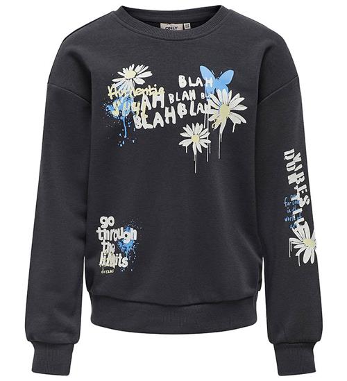 Kids Only Kids Only Sweatshirt - KogMelanie - Charcoal Art/Flowers