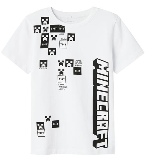 Se Name It Name It T-Shirt - NkmMazirel Minecraft - Bright White ved KidsWorld