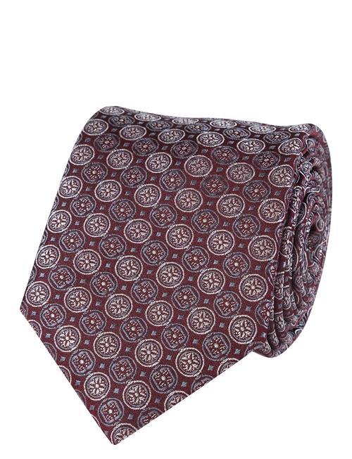 Geometric Pattern Silk Tie Portia 1924 Burgundy