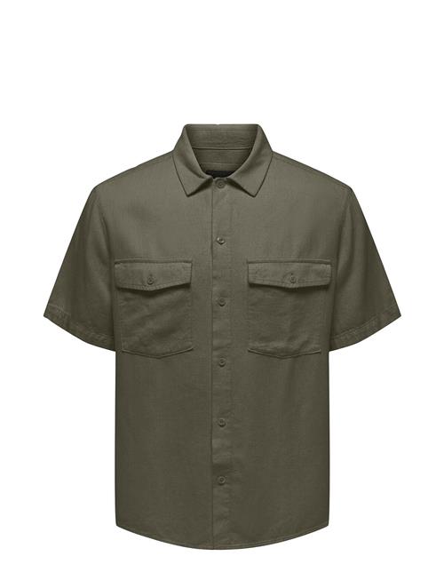 ONLY & SONS Onskari Ss Shirt Visc Lin 0075 Cs ONLY & SONS Green