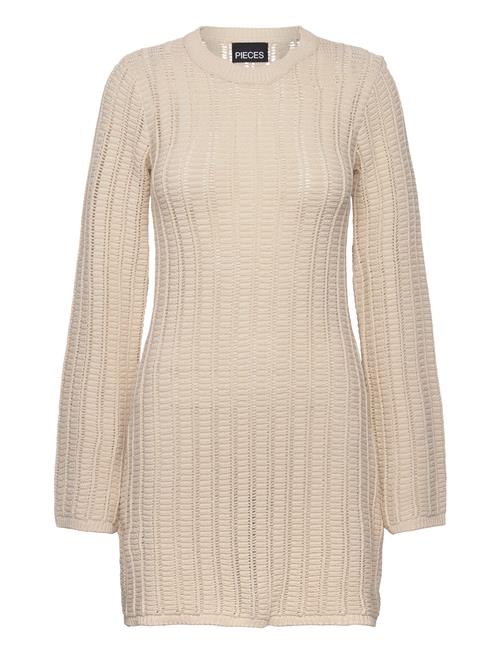 Pieces Pcjesca Ls O-Neck Knit Dress Bc Pieces Beige