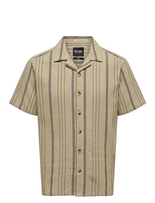 ONLY & SONS Onstrev Life Reg Ss Struc Stripe Shirt ONLY & SONS Khaki