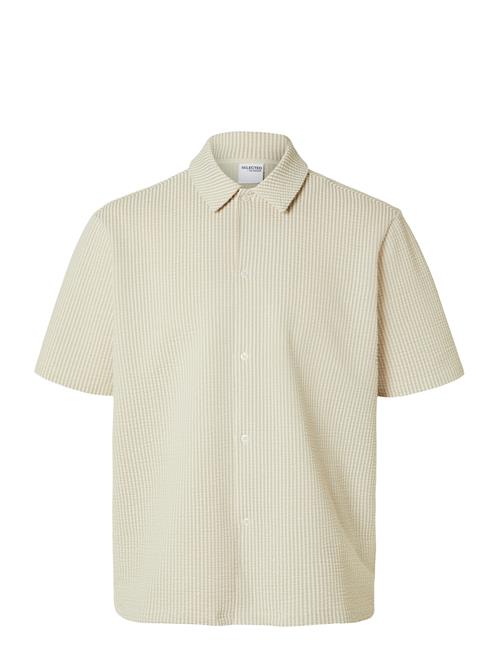 Selected Homme Slhrelaxben Seersucker Ss Jersey Shirt Selected Homme Beige