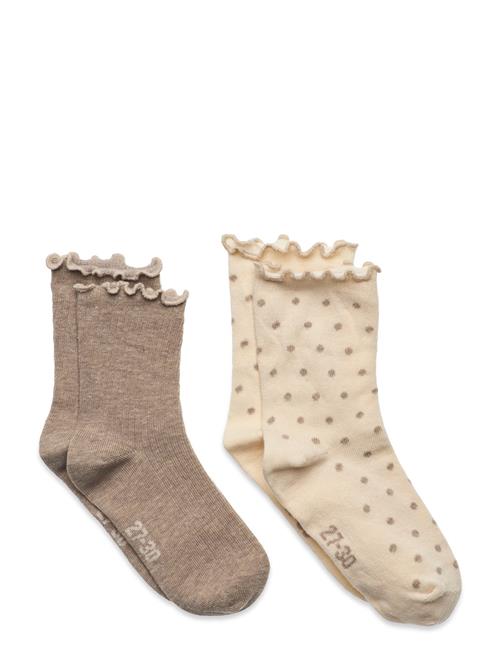 Minymo Socks W. Lettuce Hem Minymo Beige