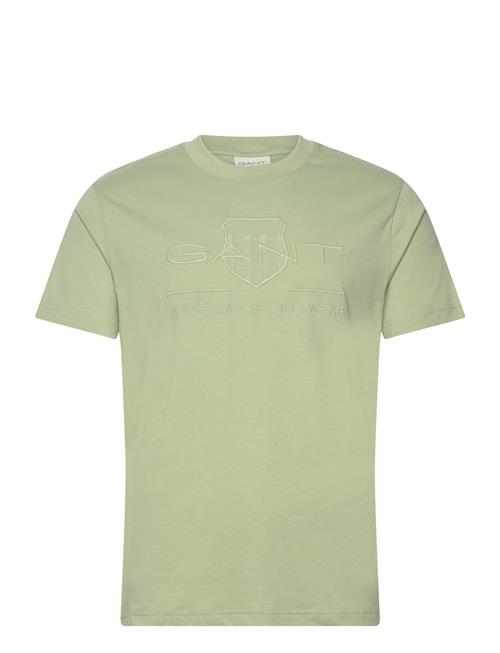 Se GANT Reg Tonal Shield Ss T-Shirt GANT Green ved Booztlet