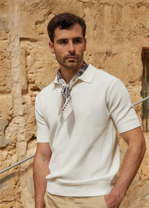 Appearance Structure Knit Polo Shirt, Ecru White - Str: XXL