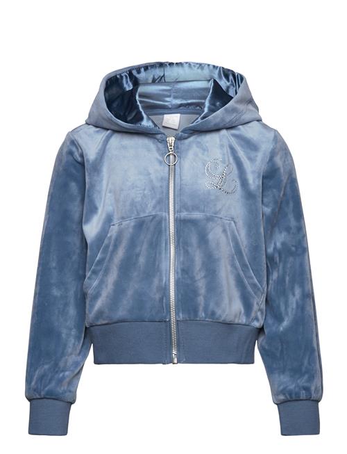 Lindex Sweater Zip Hood Velour Lindex Blue