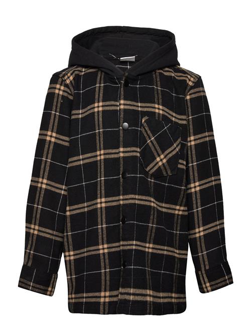 Lindex Shirt W Hood Checked Lindex Black