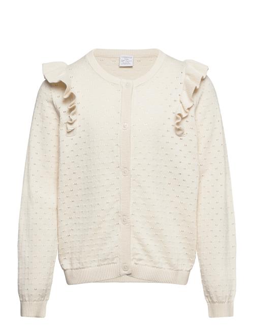 Lindex Cardigan Patternknit And Frill Lindex Cream