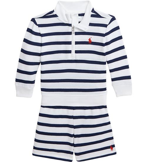 Se Polo Ralph Lauren Bluse/Shorts - Hvid/Navystribet ved KidsWorld