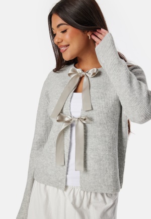 Pieces Pcrilly LS Reversible Bow Knit Light Grey Melange S