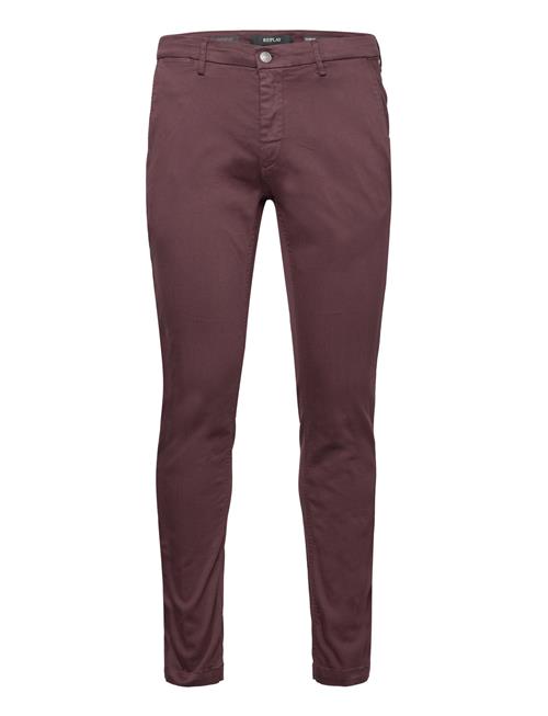 Replay Zeumar Trousers Slim Hyperchino Color Xlite Replay Burgundy