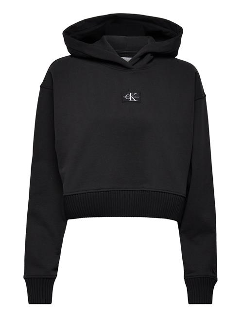 Badge Wide Sleeves Crop Hoodie Calvin Klein Jeans Black