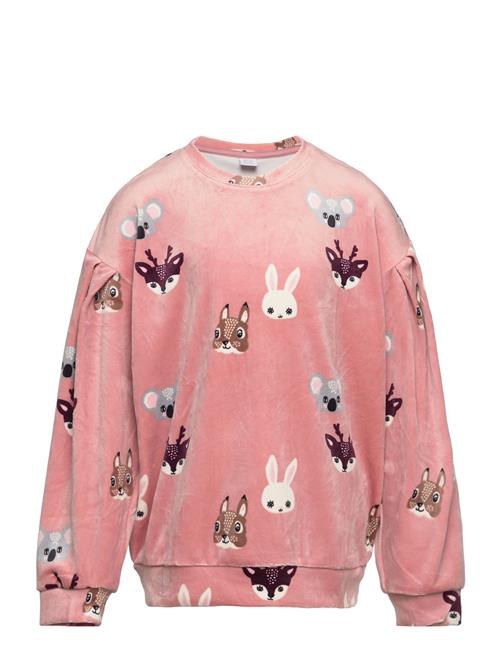 Lindex Sweater Velour Aop Animal Face Lindex Pink