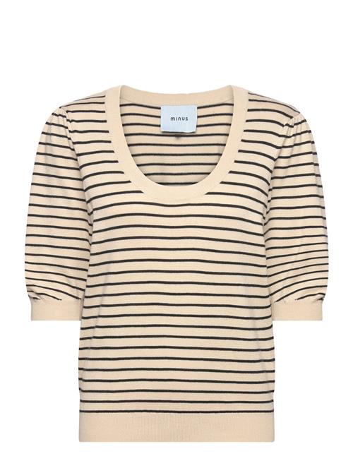 Se Minus Mspam Striped Knit T-Shirt Minus Cream ved Booztlet