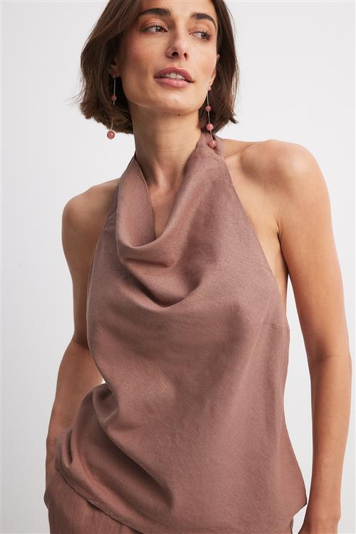 NA-KD Draped Halterneck Top - Pink