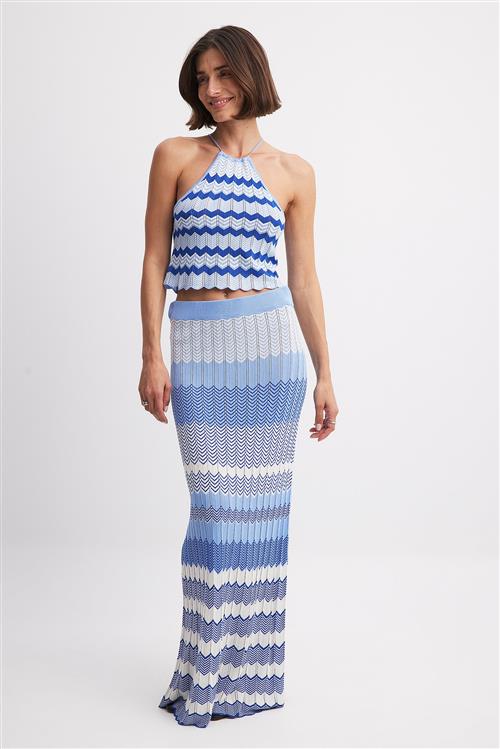 NA-KD Finstrikket maxi nederdel - Blue