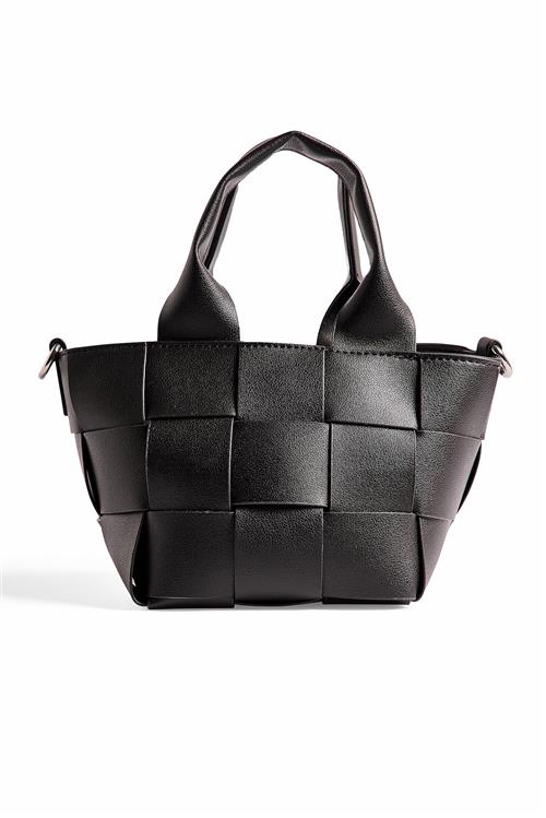 Se NA-KD Small Woven Bucket Bag - Black ved NA-KD