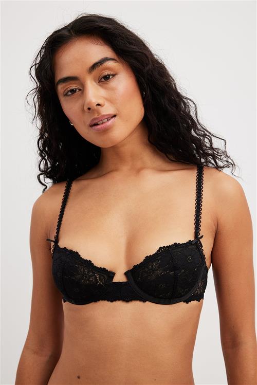 NA-KD Lingerie Bøjle-bh med blonde - Black