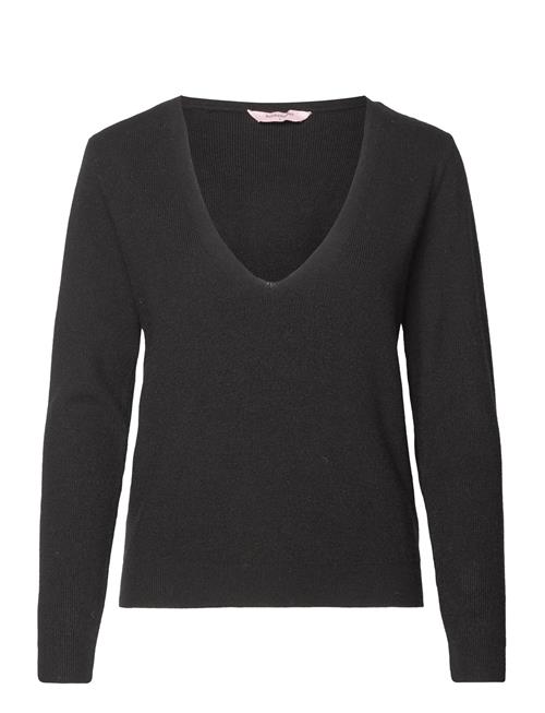 Hunkemöller Top Ls Rib Knit V-Neck Hunkemöller Black