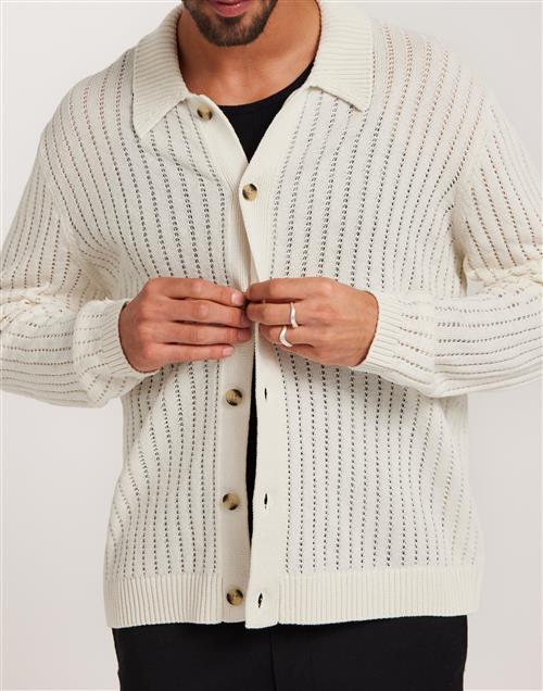 J Lindeberg Edmondo Collar Cardigan Cardigans og Kaftan Cloud White