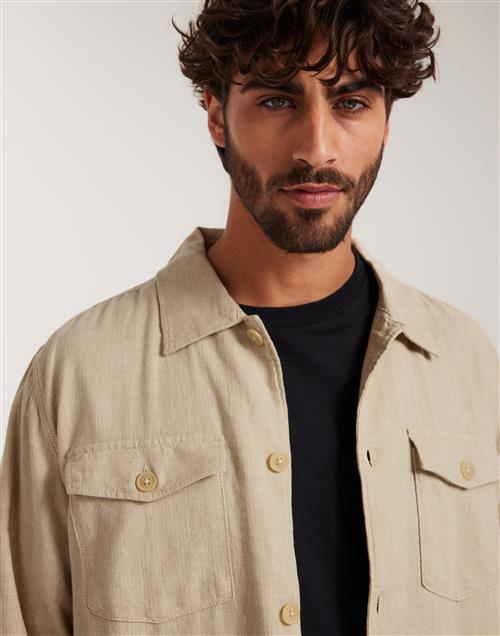 Selected Homme Slhbrody-Linen Overshirt Ls Hørskjorter Beige