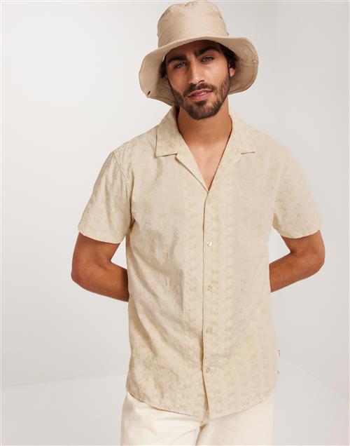 Jack & Jones Jprbluedan Embroidery Shirt S/S Kortærmede skjorter Beige