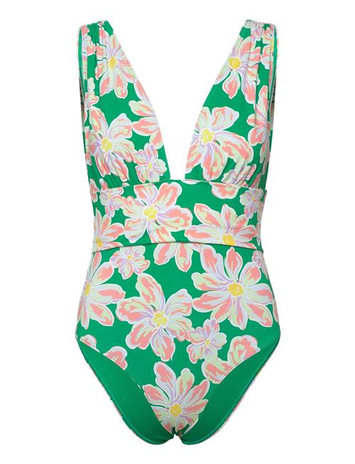 Malina Alvina Open-Back Plunge Swimsuit Malina Green