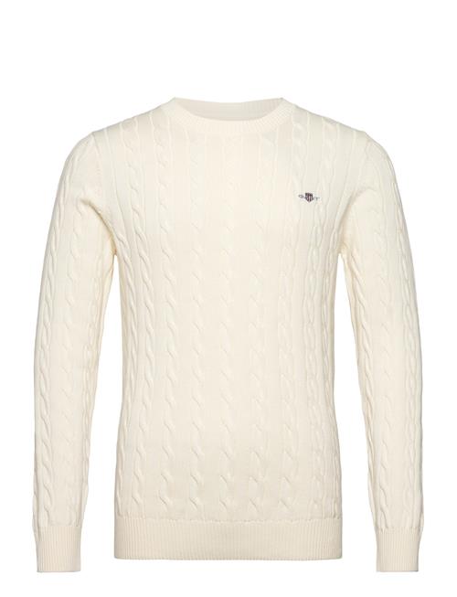 Se GANT Cotton Cable C-Neck GANT Cream ved Booztlet