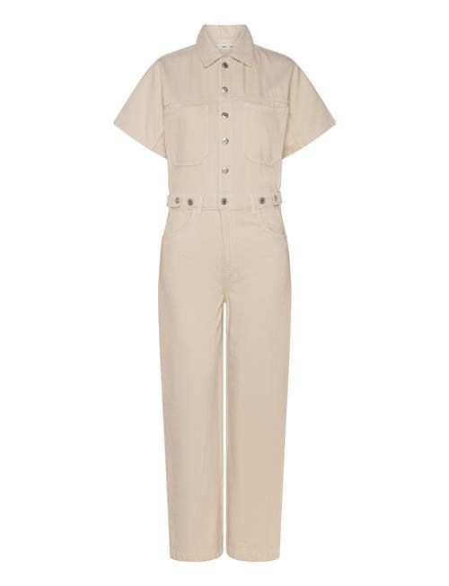 Mango Denim Jumpsuit With Multi-Position Buttons Mango Beige