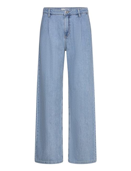 Mango Straight Pleated Jeans Mango Blue