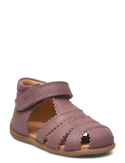 Pom Pom Starters Scallop Velcro Sandal Pom Pom Purple