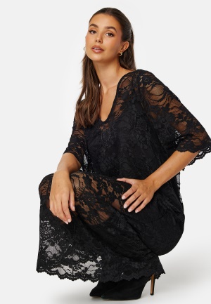 Se VILA Vilorna 2/4 Lace Midi Dress Black 34 ved Bubbleroom