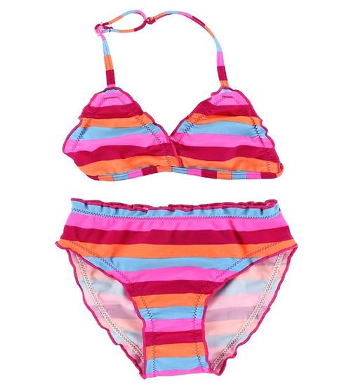 Color Kids Bikini - Vivi - Pink/Orange/Turkisstribet