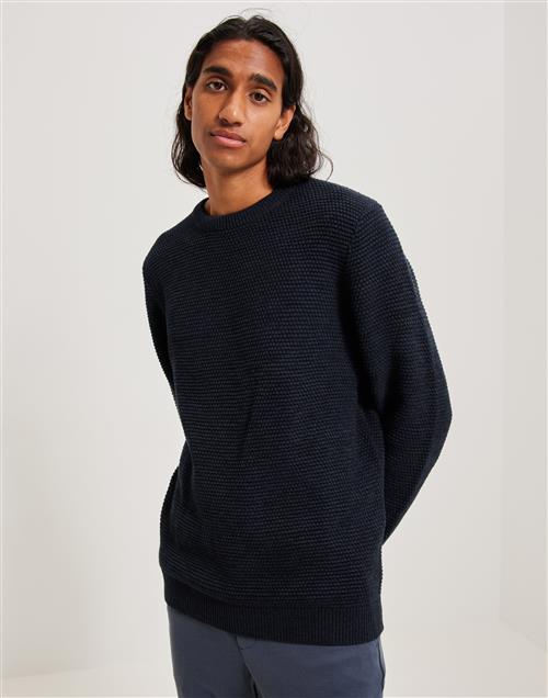 Selected Homme Slhvince Ls Knit Bubble Crew Neck N Striktrøjer Salute Black Twist