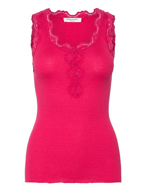 Se Rosemunde Silk Top W/ Button & Lace Rosemunde Pink ved Booztlet